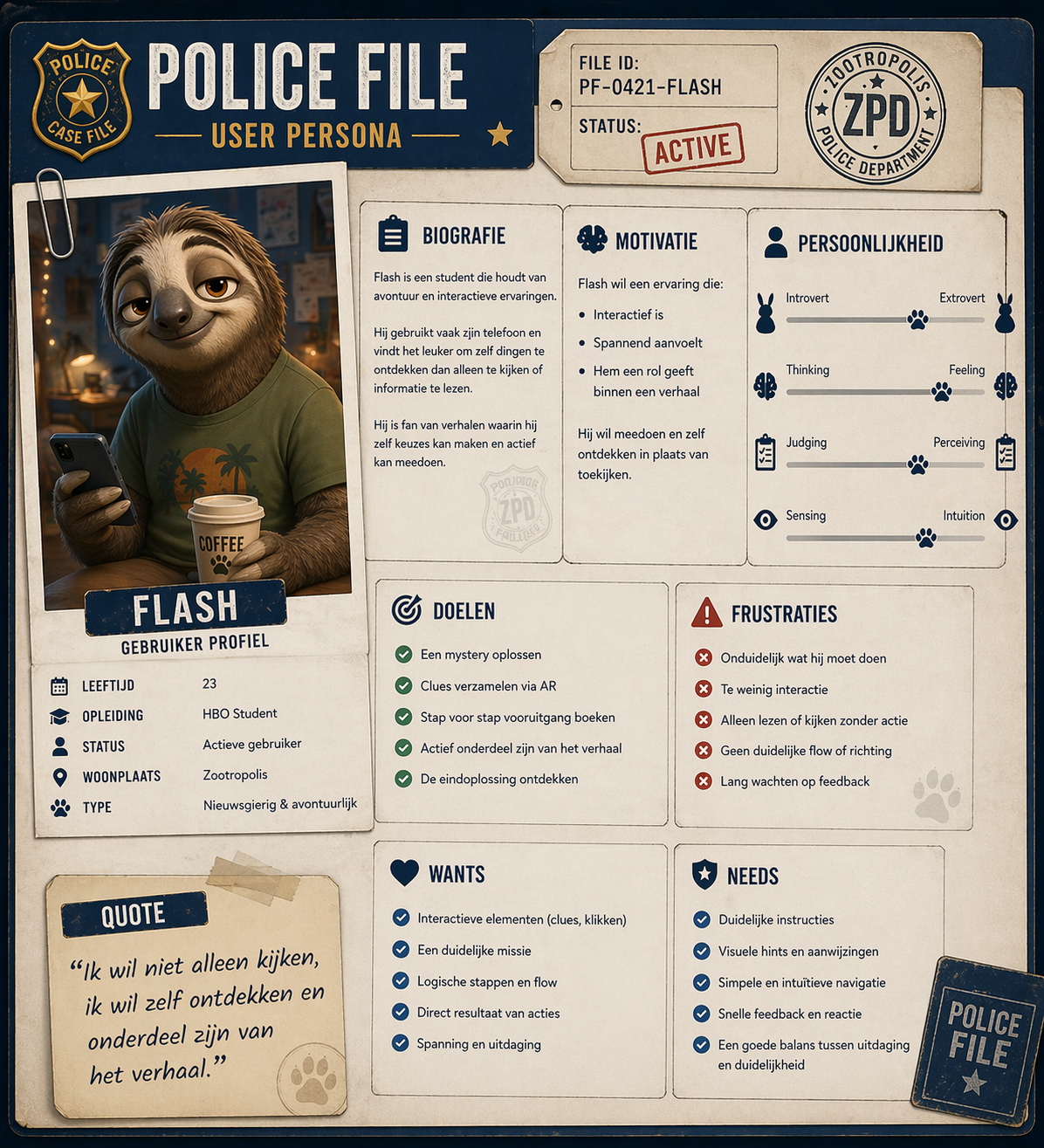 User persona voor het AR detectiveproject